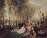 Jean-Antoine Watteau Fetes galantes oil painting on canvas